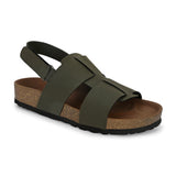 Men's casual  flat heel buckle strap sandal with back strap closure