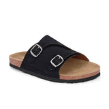 Men's casual Dark Black sandals with slip-on style and buckle strap