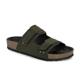 Olive Men's casual flat heel buckle strap sandal 