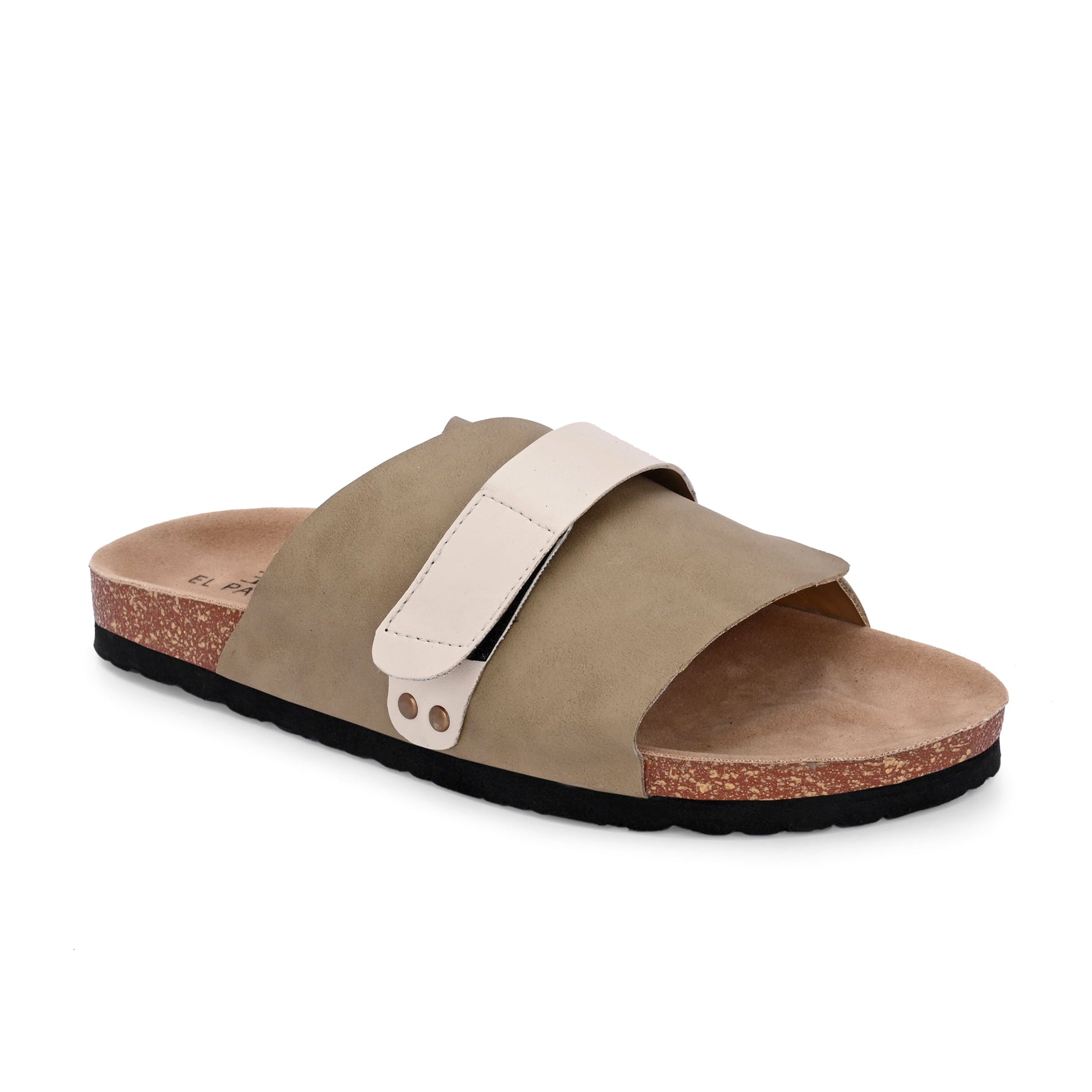 Beige Men's casual slip-on closure flat heel sandal