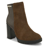 Brown suede ankle boots featuring a stylish block heel, perfect for both casual and formal occasions.