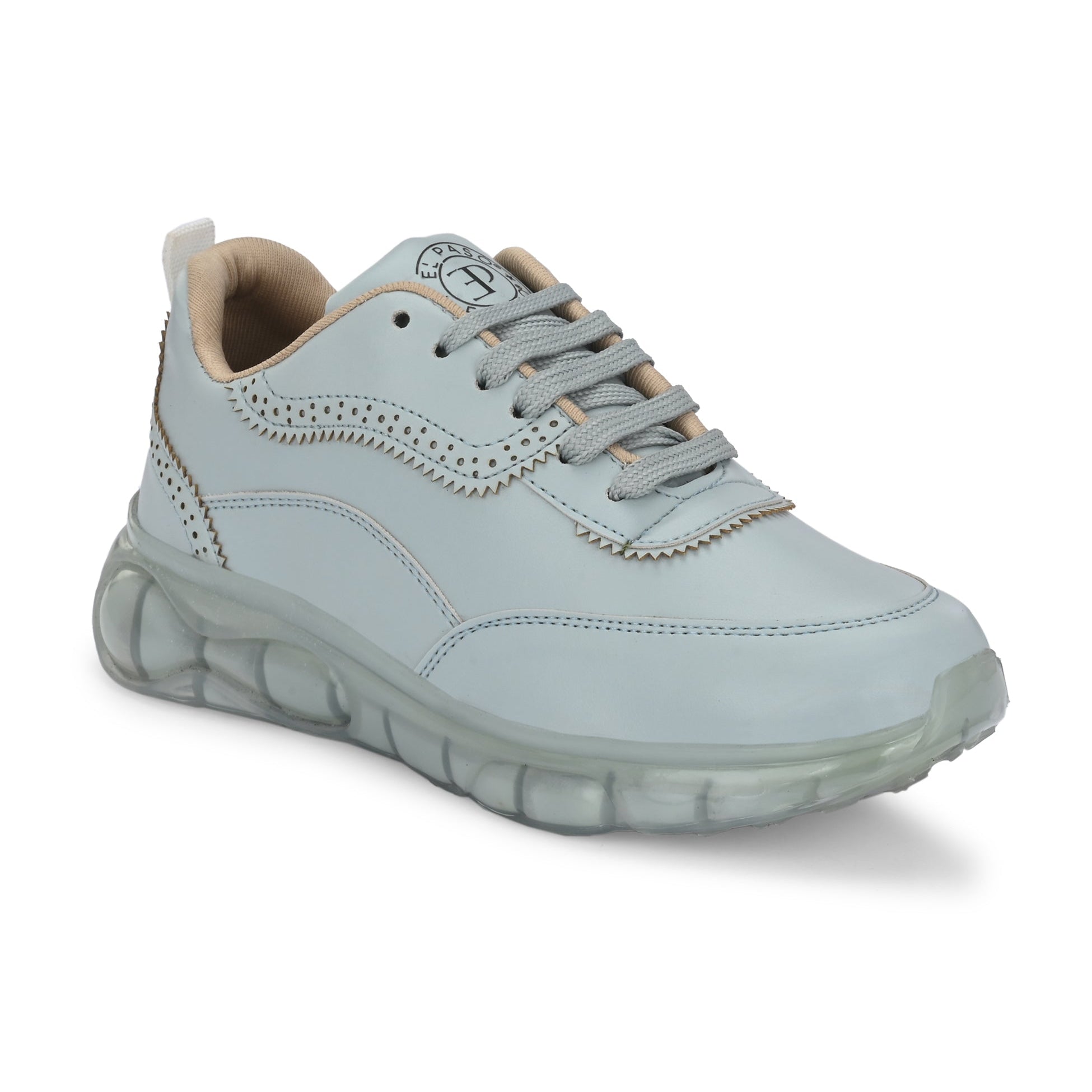 Casual Light Blue Lace Up Sneaker for Women with Non-Slip Sole