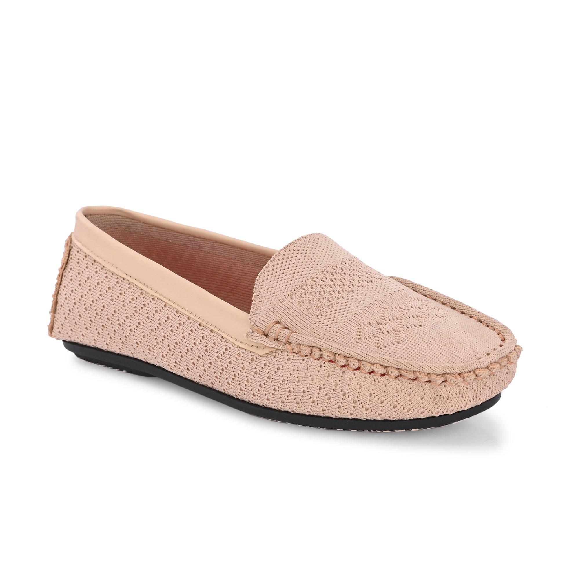 Stylish pink woven loafer with textured design