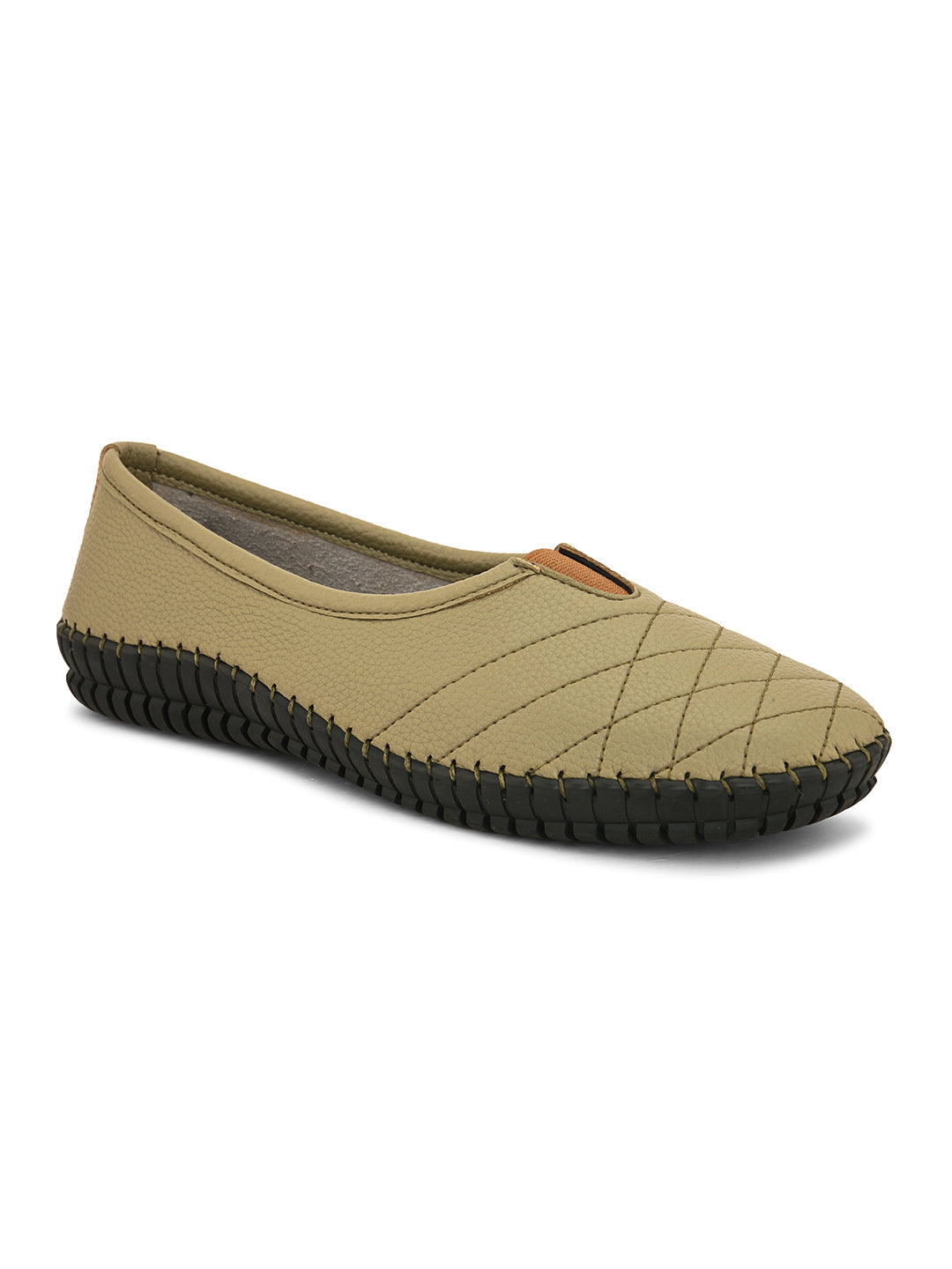 Women Solid Ballerina Flats, showcasing a slip-on design with detailed material and sleek design for a comfortable and stylish look