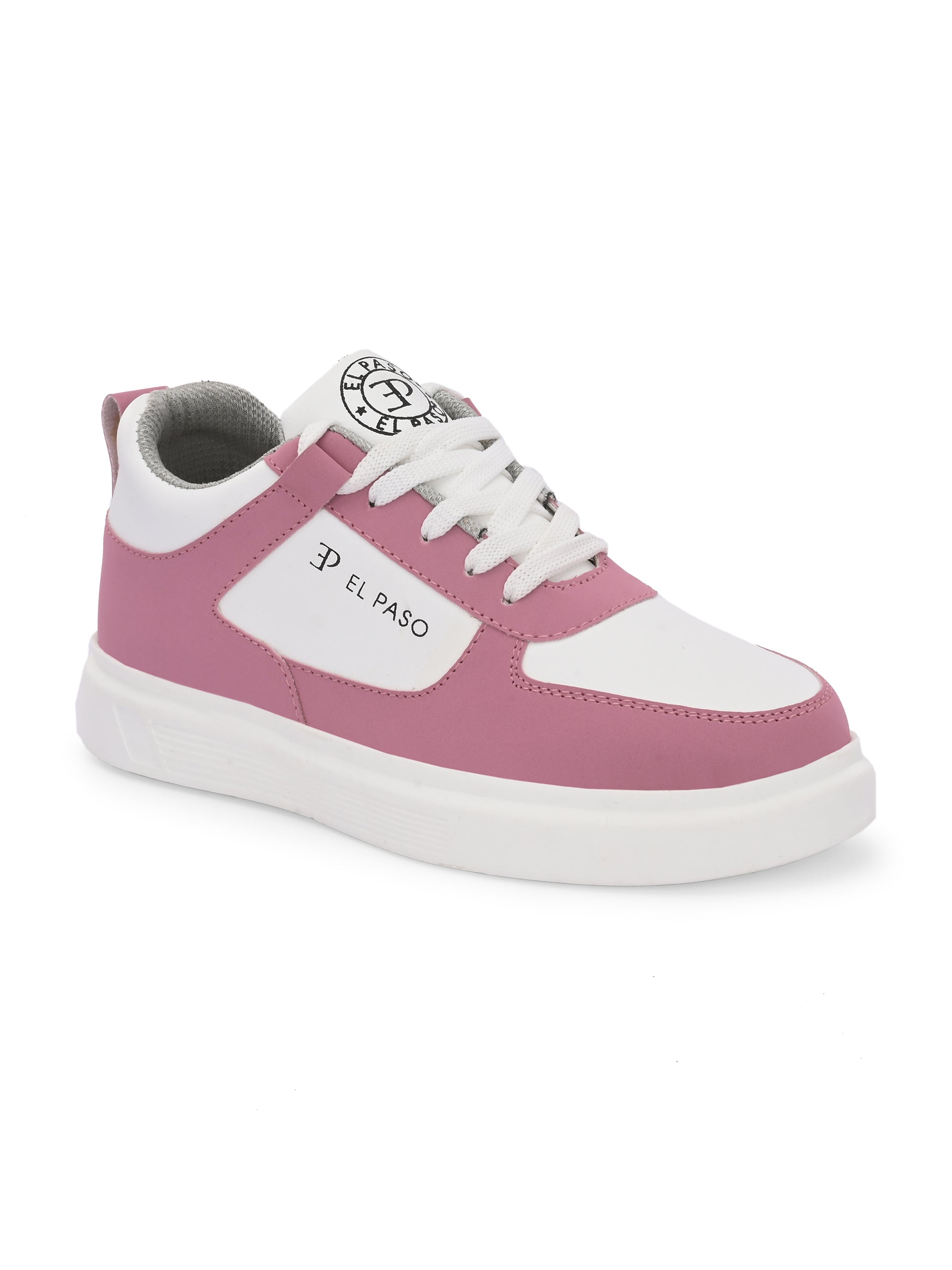 Pink Lace-Up Platform Heel Sneakers 