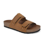 Tan Men's casual flat heel buckle strap sandal 