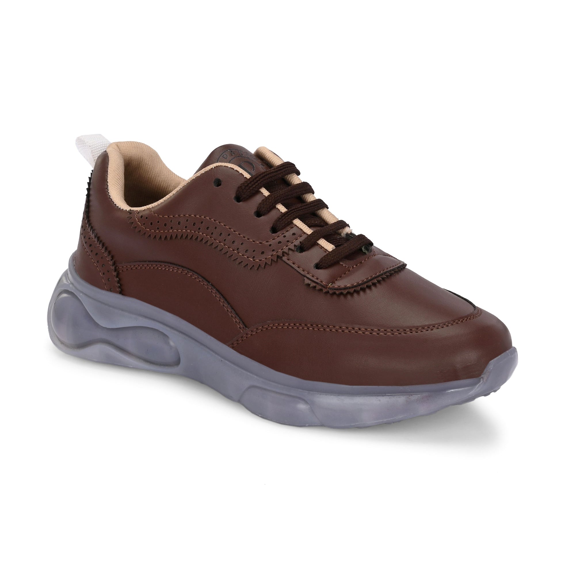 Casual Brown Lace Up Sneaker for Women with Non-Slip Sole