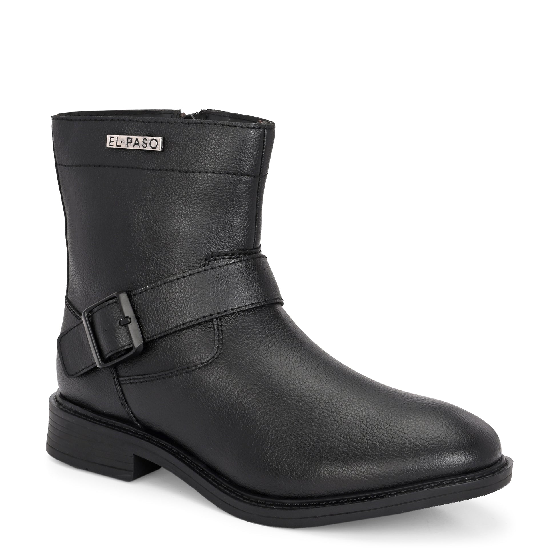 Black ankle boot with a side buckle strap, textured leather finish, and "El Paso" branding on the top.