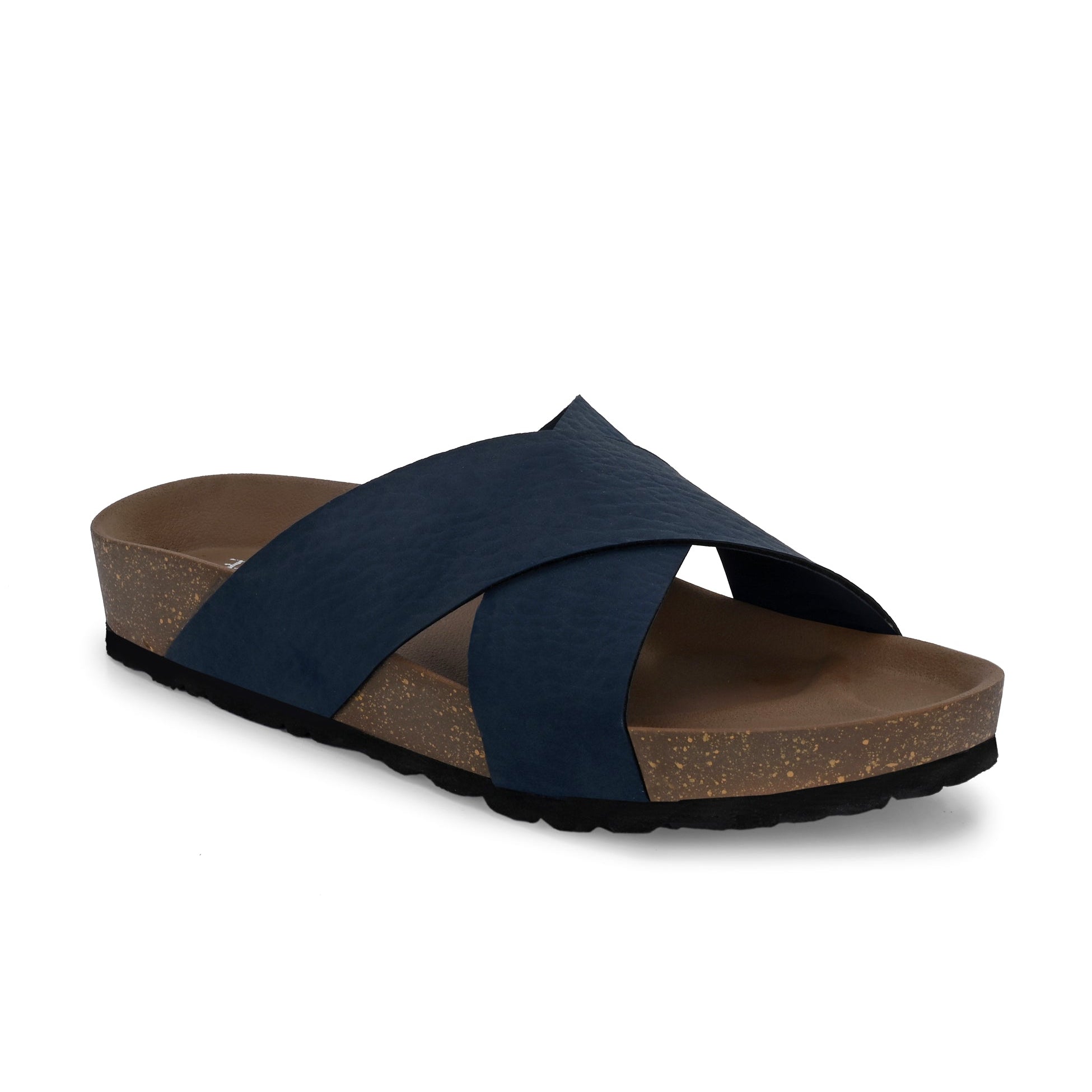 Blue Men's casual flat heel criss-cross sandal 