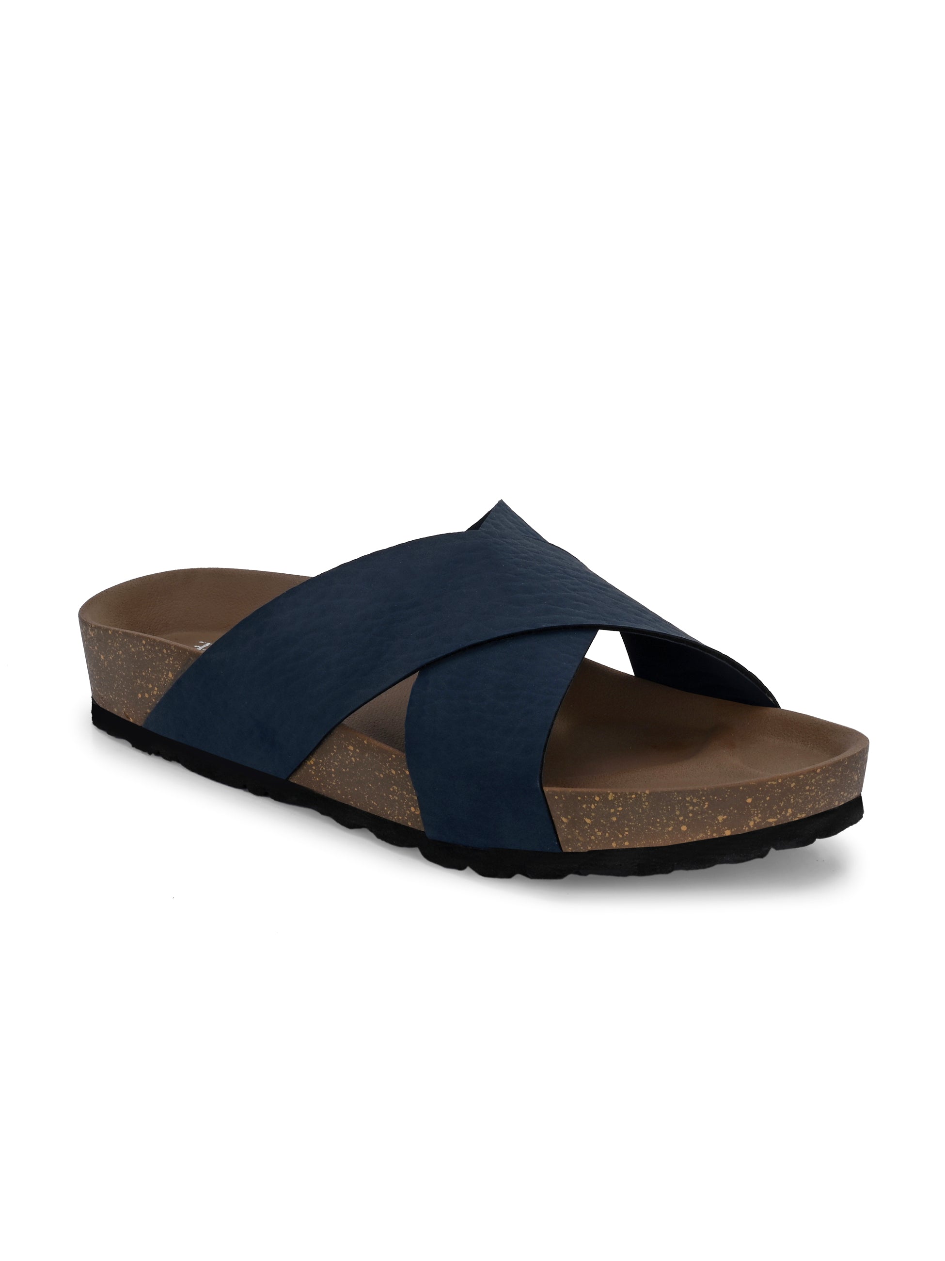 Blue Men's casual flat heel criss-cross sandal 