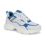 Grey & Blue colour Men's lace-up casual shoes with white laces.