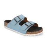 Blue Women's casual flat heel buckle strap sandal