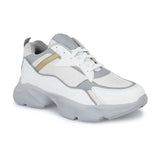 White colour Men's lace-up casual shoes with white laces.