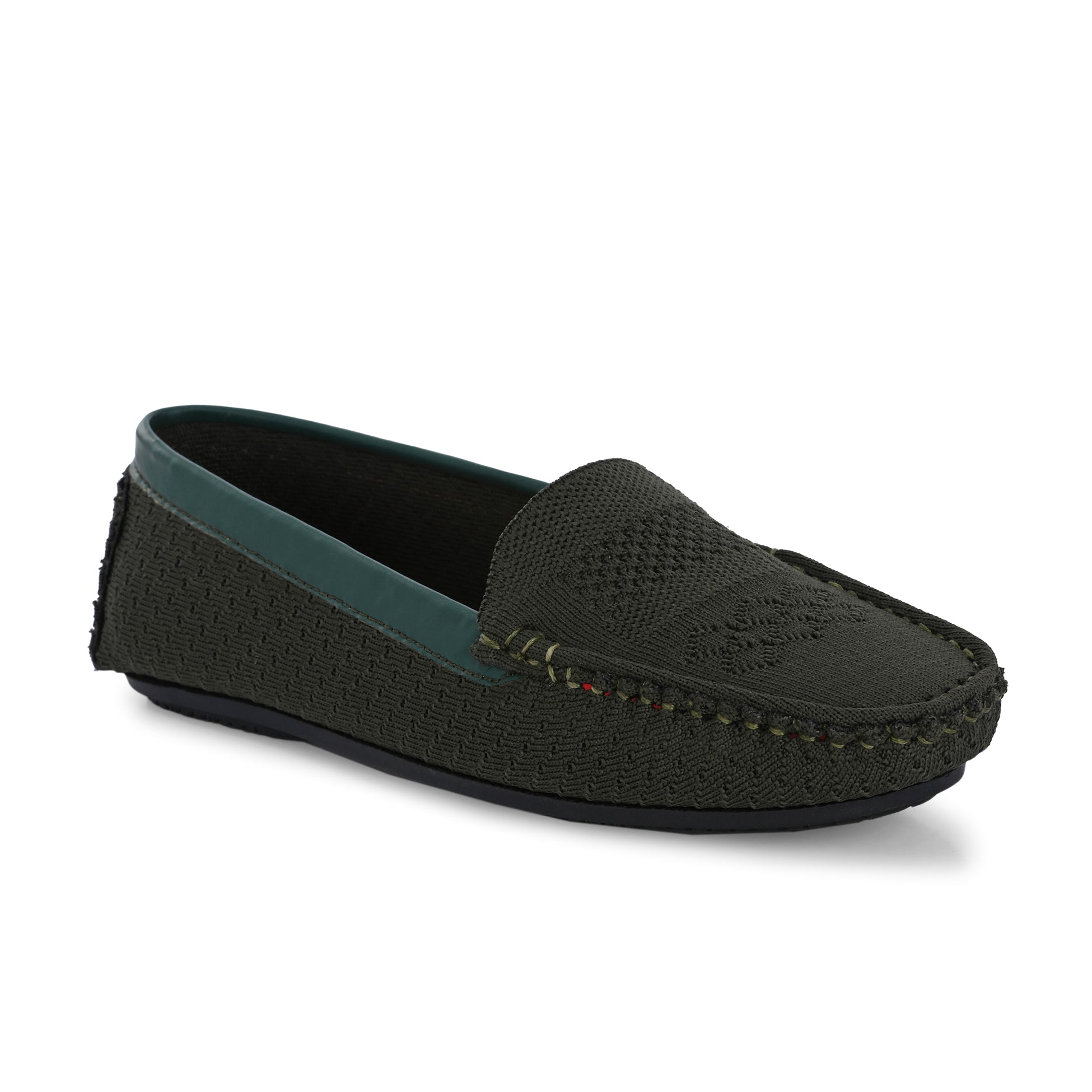Stylish olive woven loafer with textured design