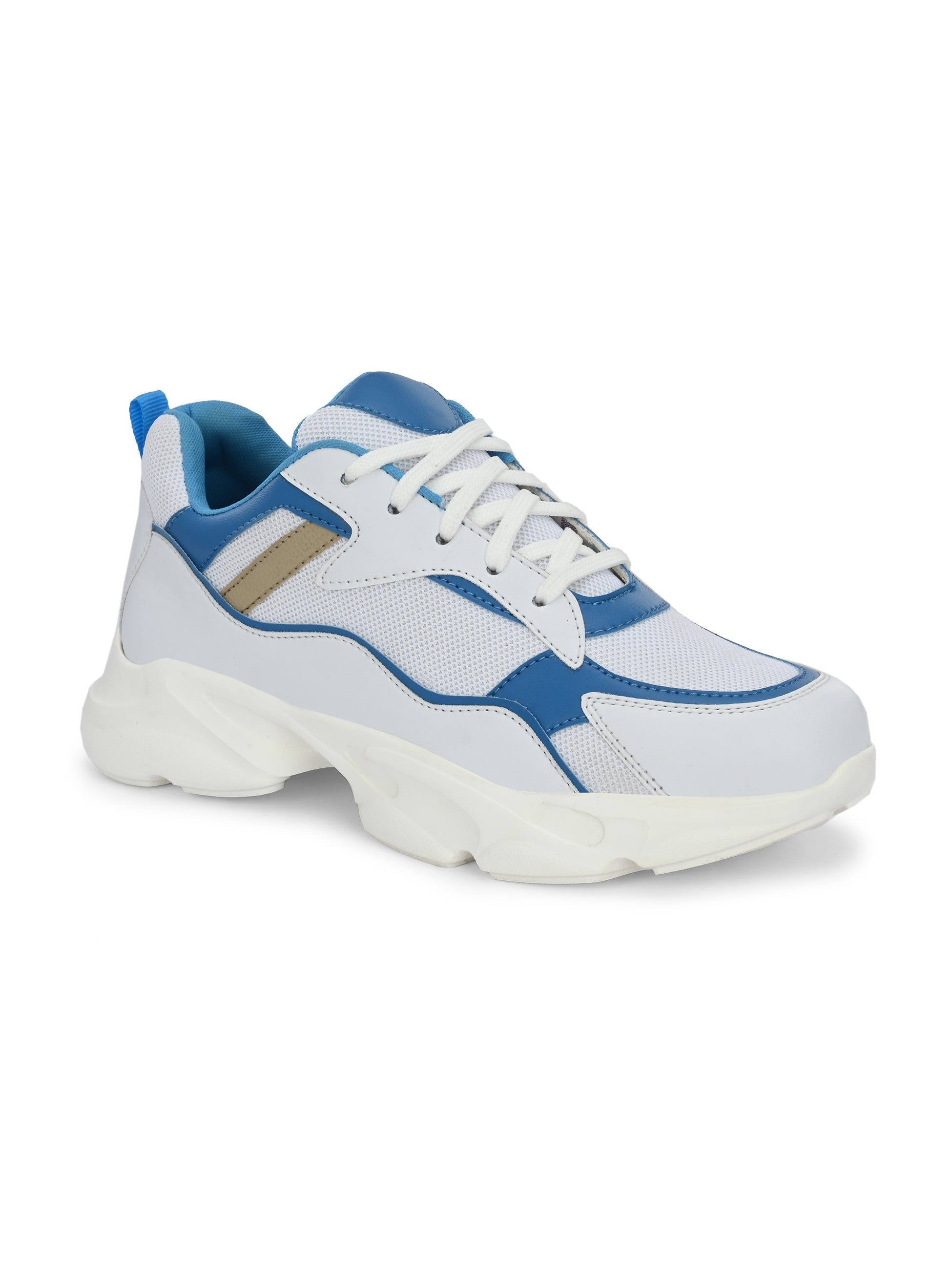 Blue colour Men's lace-up casual shoes with white laces.