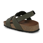 Men's casual  flat heel buckle strap sandal with back strap closure