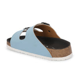 Blue Women's casual flat heel buckle strap sandal