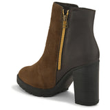 Brown suede ankle boots featuring a stylish block heel, perfect for both casual and formal occasions.