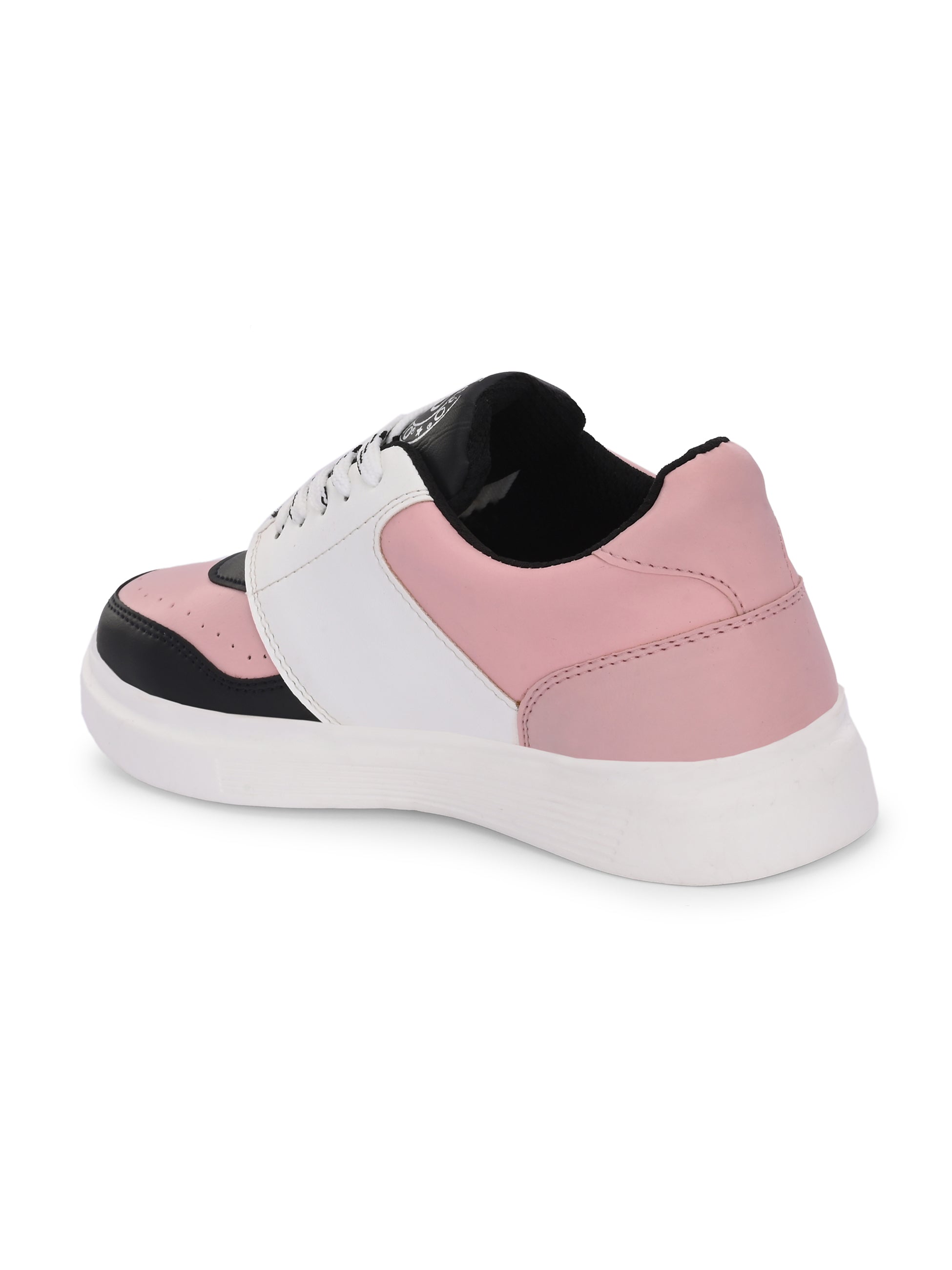 Black & Pink Lace-Up Platform Heel Sneakers 