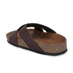 Brown Men's casual flat heel criss-cross sandal