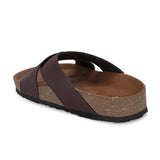 Brown Men's casual flat heel criss-cross sandal