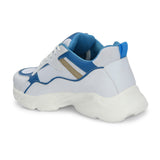 Grey & Blue colour Men's lace-up casual shoes with white laces.