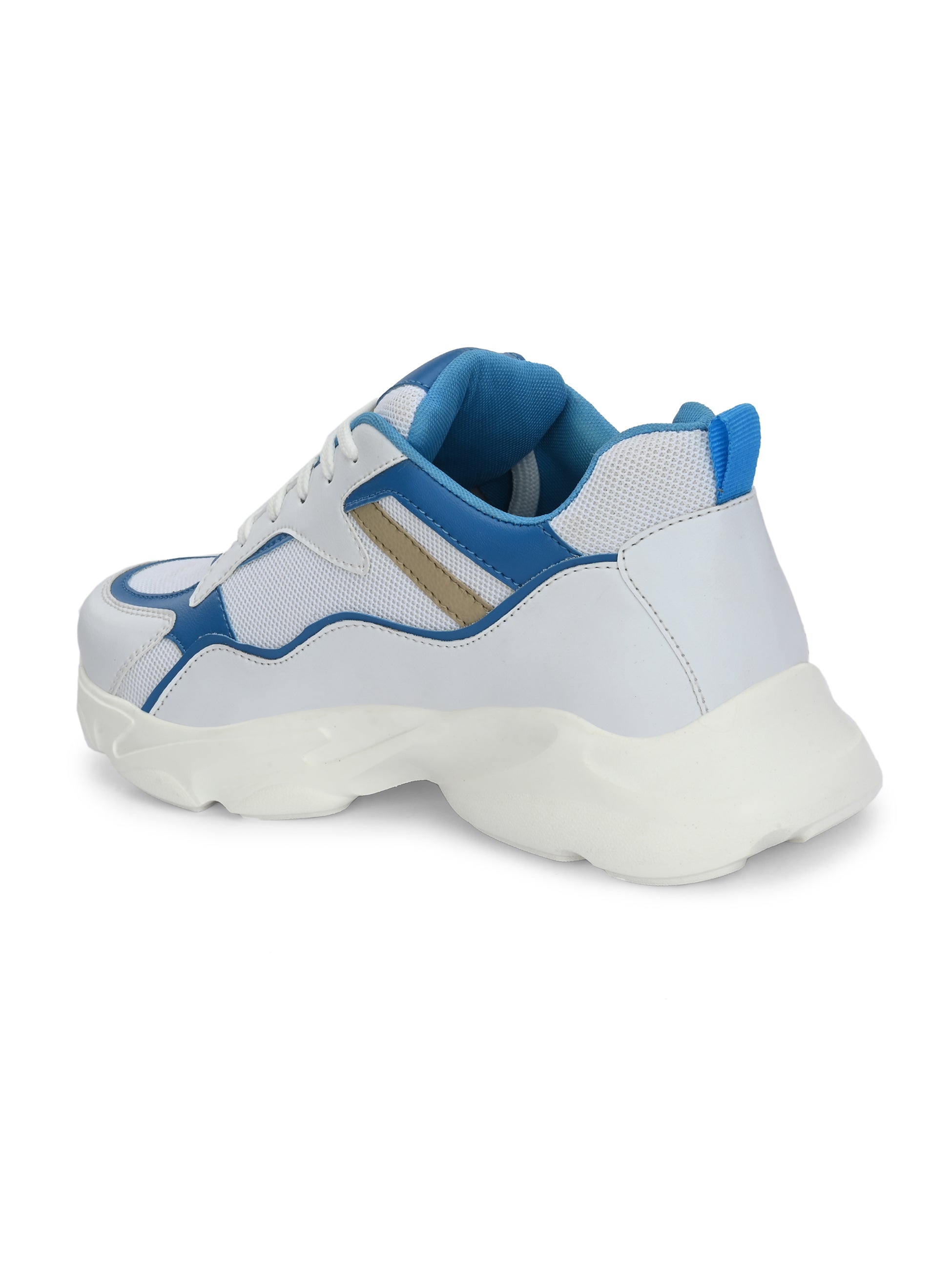 Blue colour Men's lace-up casual shoes with white laces.