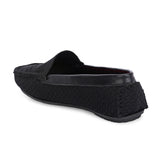 Stylish black woven loafer with textured design