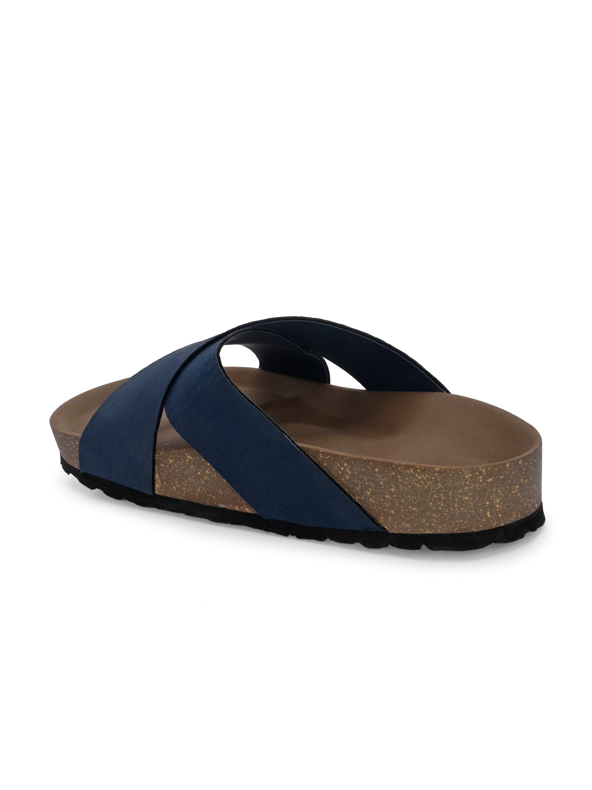 Blue Men's casual flat heel criss-cross sandal 