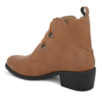 Brown Lace-Up Block Heel Boots