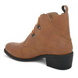 Brown Lace-Up Block Heel Boots