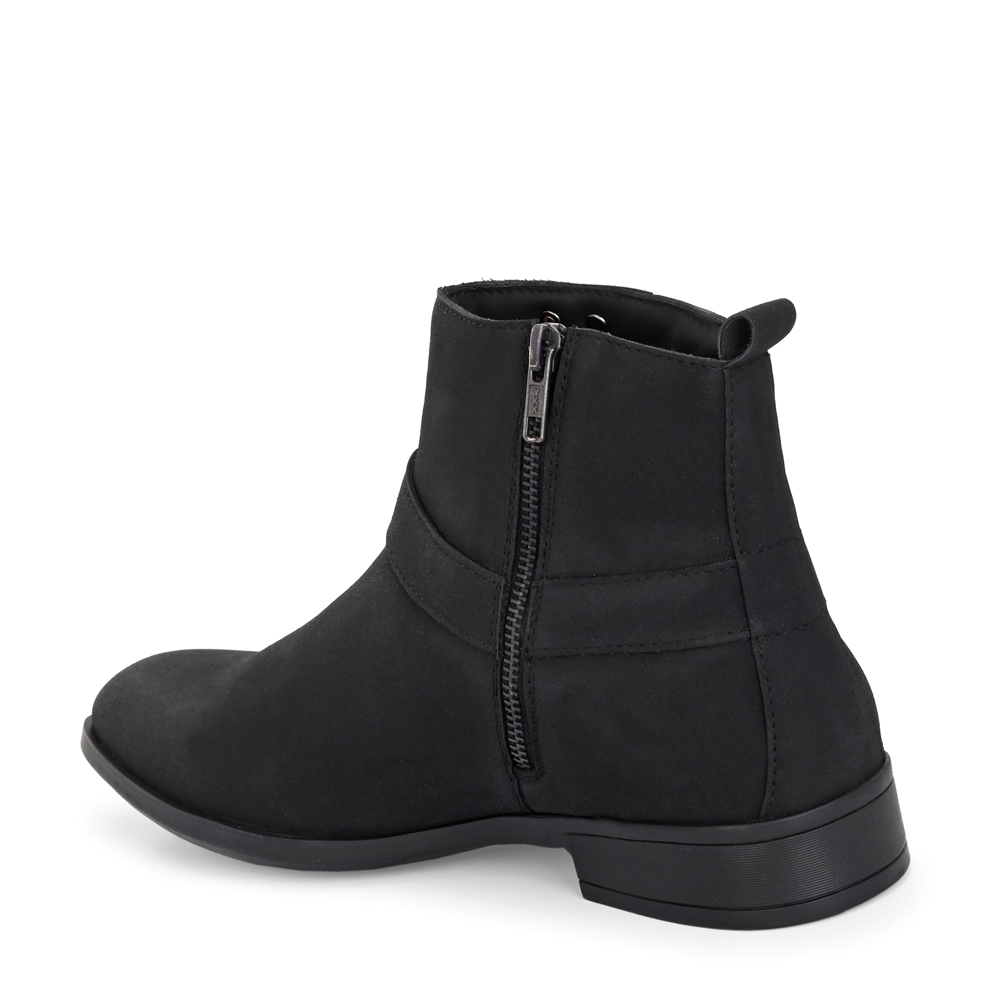 Black ankle-length boots with a matte finish, strap and ring detail, low heel, and "El Paso" branding.