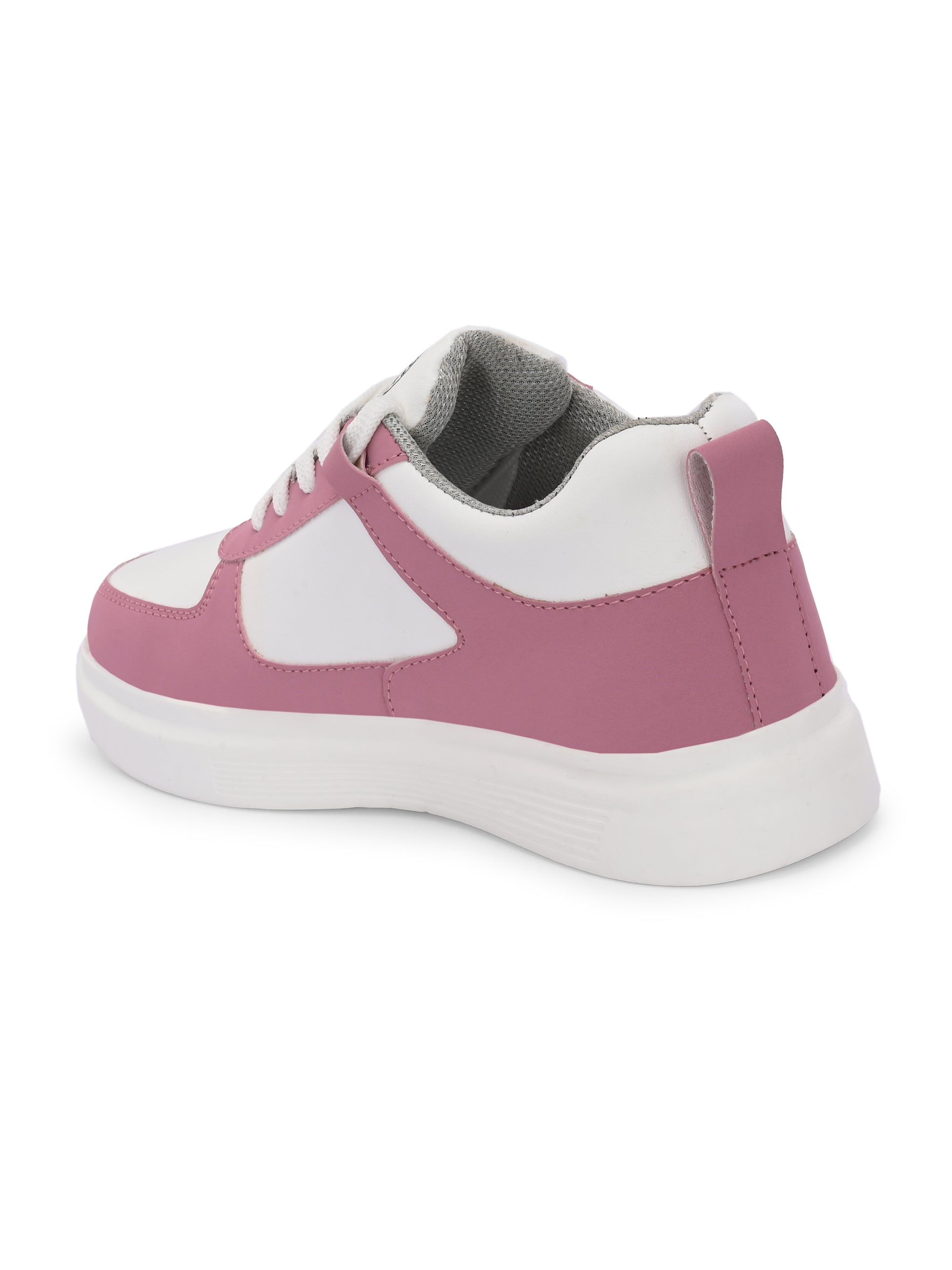 Pink Lace-Up Platform Heel Sneakers 