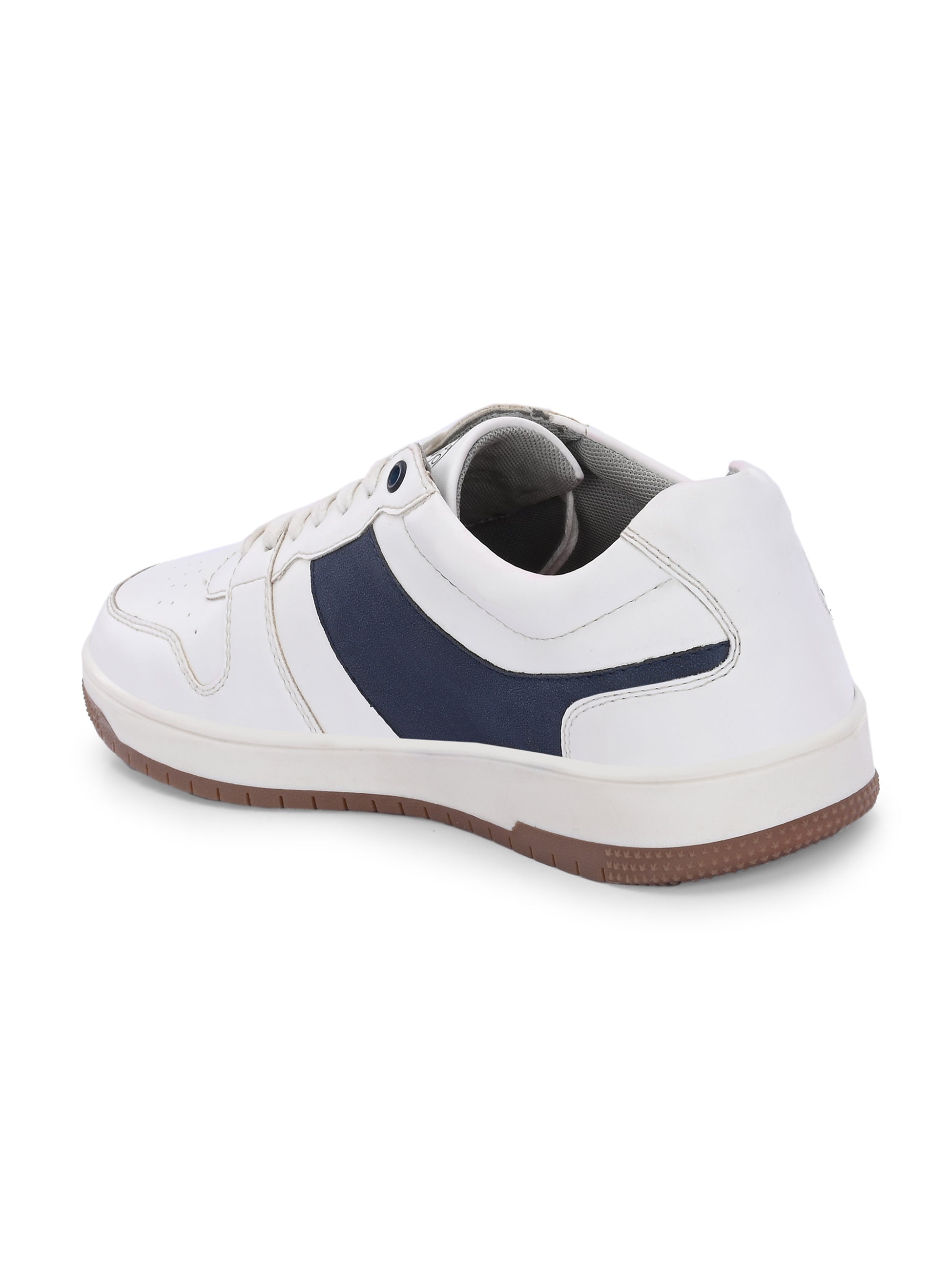 White & Blue Men's casual lace-up sneakers with white laces.