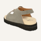 Grey Leather Flat with Buckle For Women