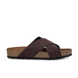 Brown Men's casual flat heel criss-cross sandal