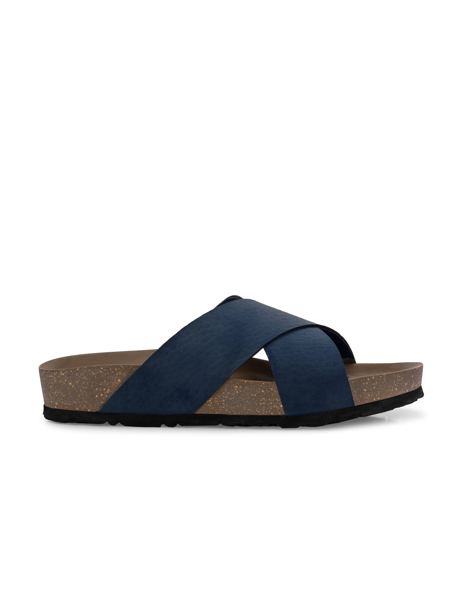 Blue Men's casual flat heel criss-cross sandal 