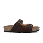 Brown Men's casual flat heel buckle strap sandal 