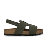 Men's casual  flat heel buckle strap sandal with back strap closure