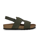 Men's casual  flat heel buckle strap sandal with back strap closure