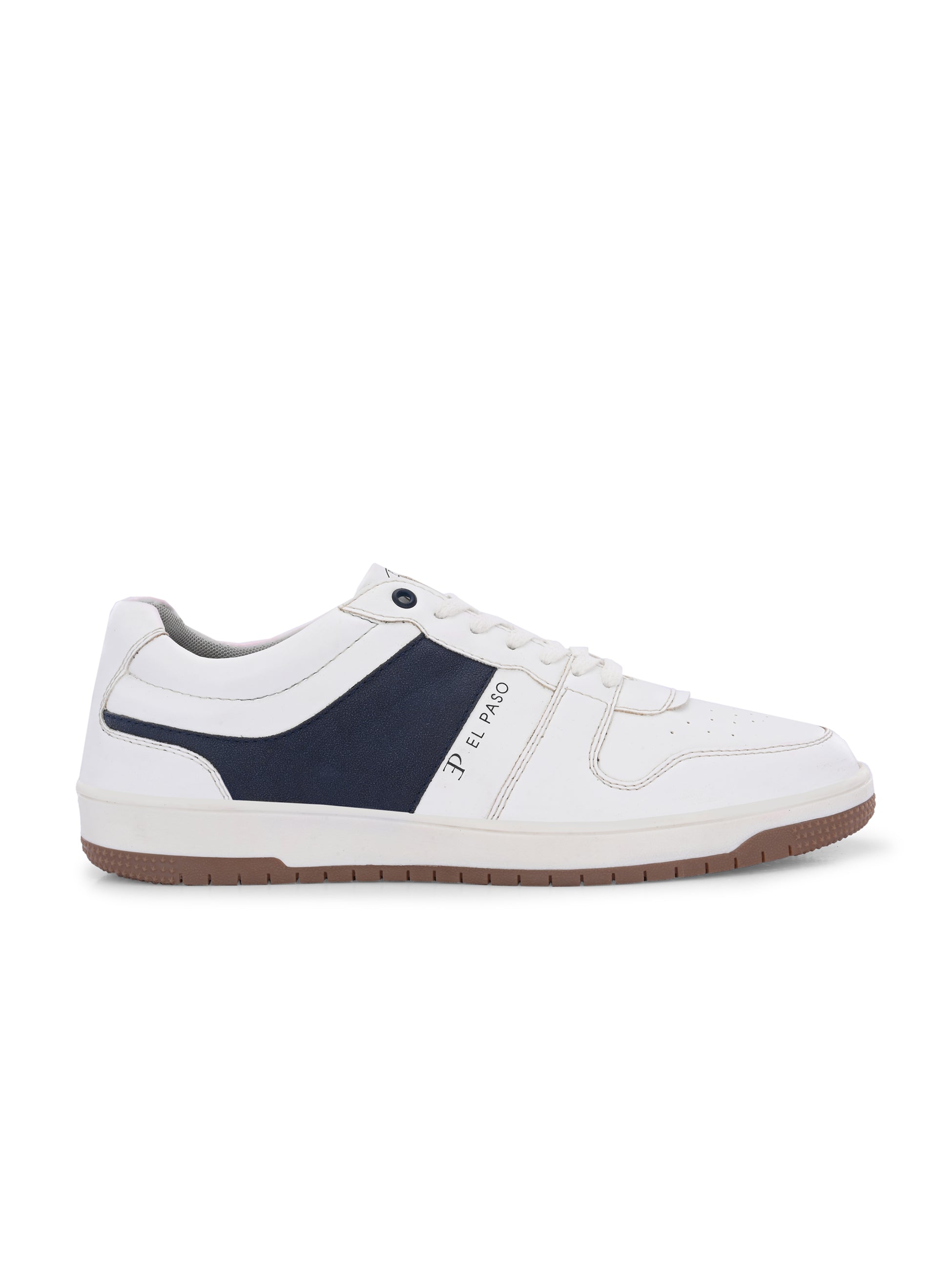 White & Blue Men's casual lace-up sneakers with white laces.