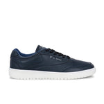 Navy Blue colour Men's casual lace-up sneakers with navy blue laces.