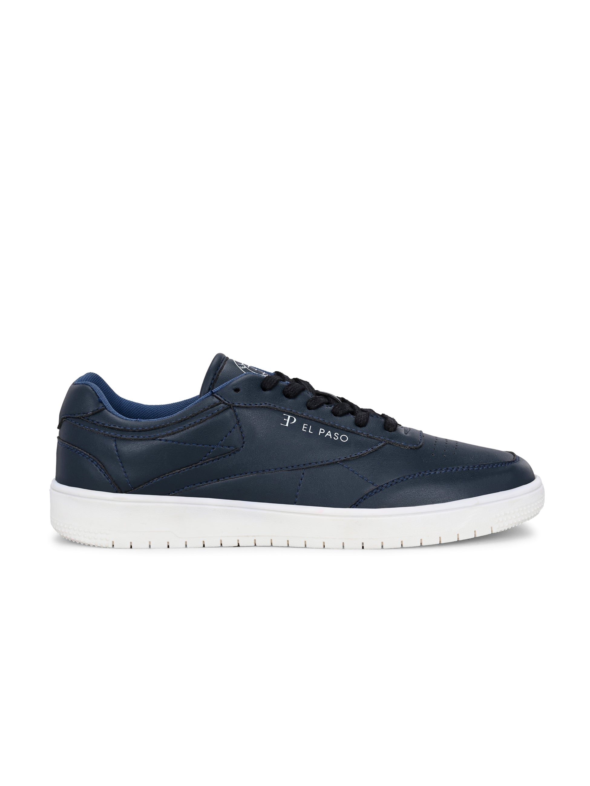 Navy Blue colour Men's casual lace-up sneakers with navy blue laces.