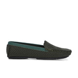 Stylish olive woven loafer with textured design