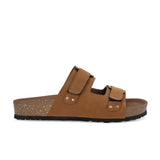 Tan Men's casual flat heel buckle strap sandal