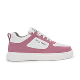 Pink Lace-Up Platform Heel Sneakers 