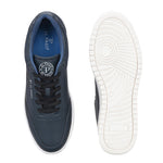 Navy Blue colour Men's casual lace-up sneakers with navy blue laces.