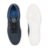 Navy Blue colour Men's casual lace-up sneakers with navy blue laces.