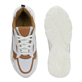 Brown colour Men's lace-up casual shoes with white laces.