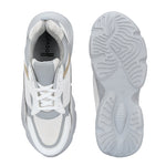 White colour Men's lace-up casual shoes with white laces.